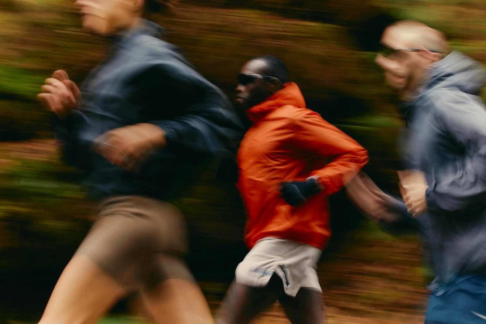 A group moving together outdoors